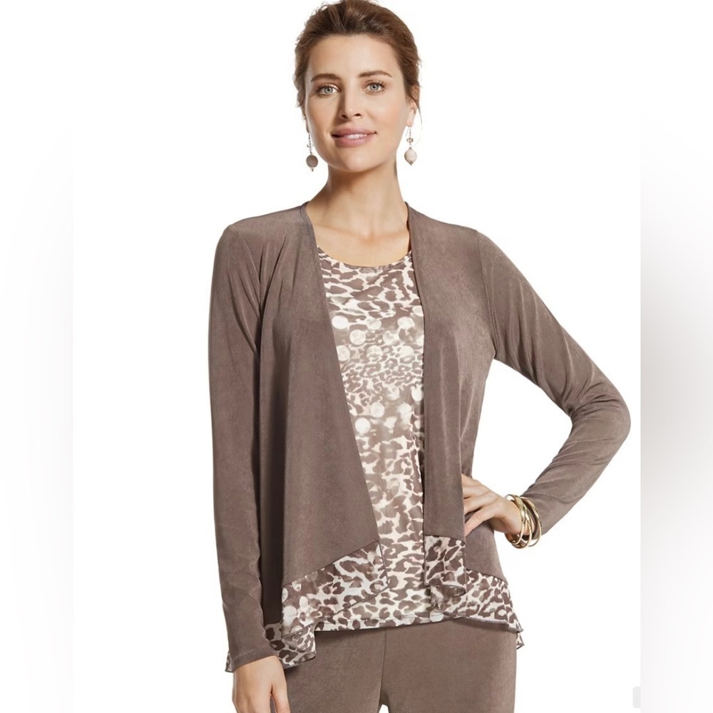 Chico's Travelers Open Front Cardigan Jacket size 2